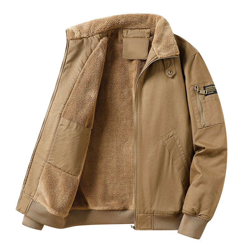 Men's Aviator Jacket Fleece Hood Plus Size