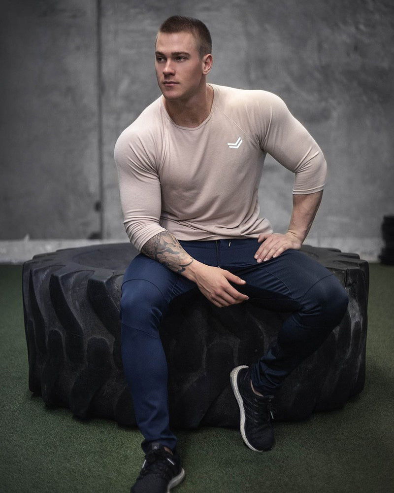 Men's Cotton T-Shirt Long Sleeve Crew Neck Slim Fit