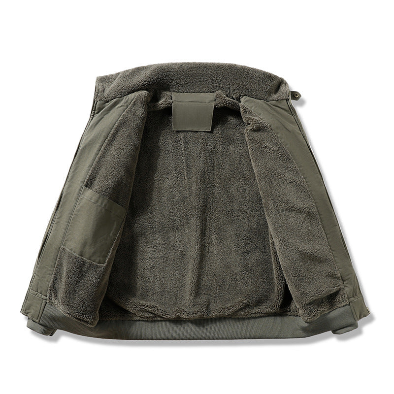 Men's Aviator Jacket Fleece Hood Plus Size