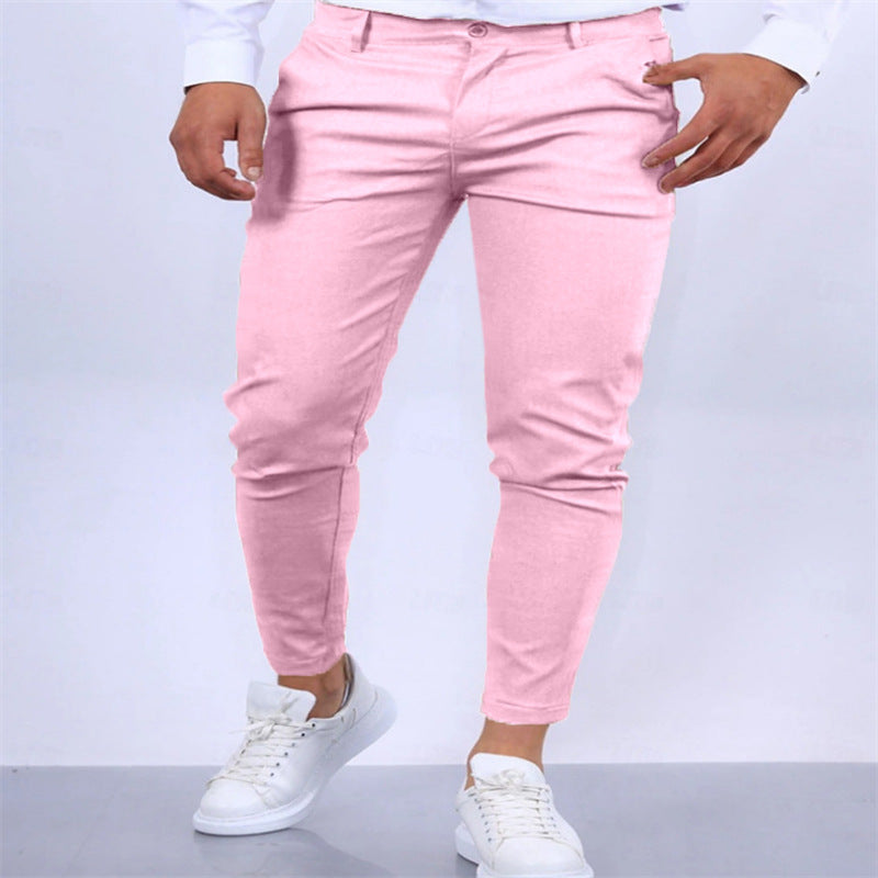 Men's Slim Fit Stretch Cotton Blend Trousers