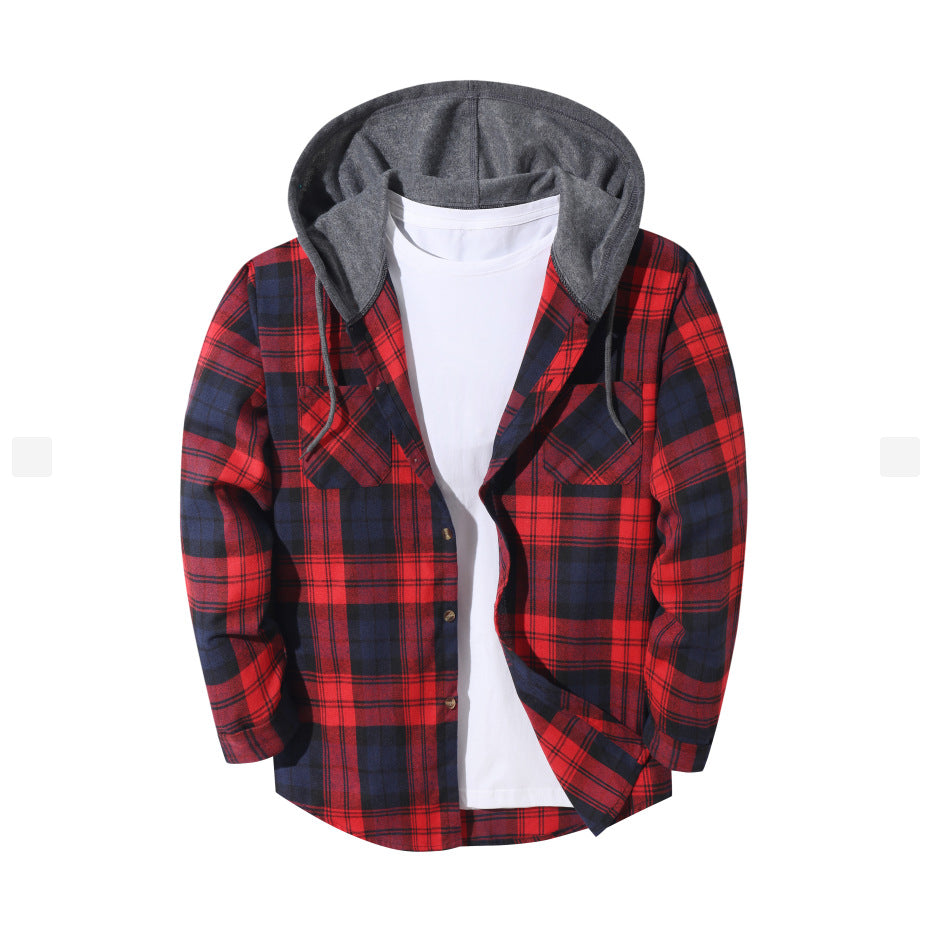Men's Slim Fit Plaid Checkered Shirt Jacket
