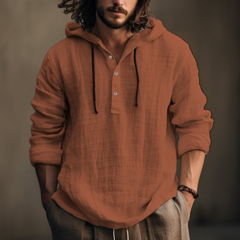 Men's Casual Long Sleeve Hooded Shirt