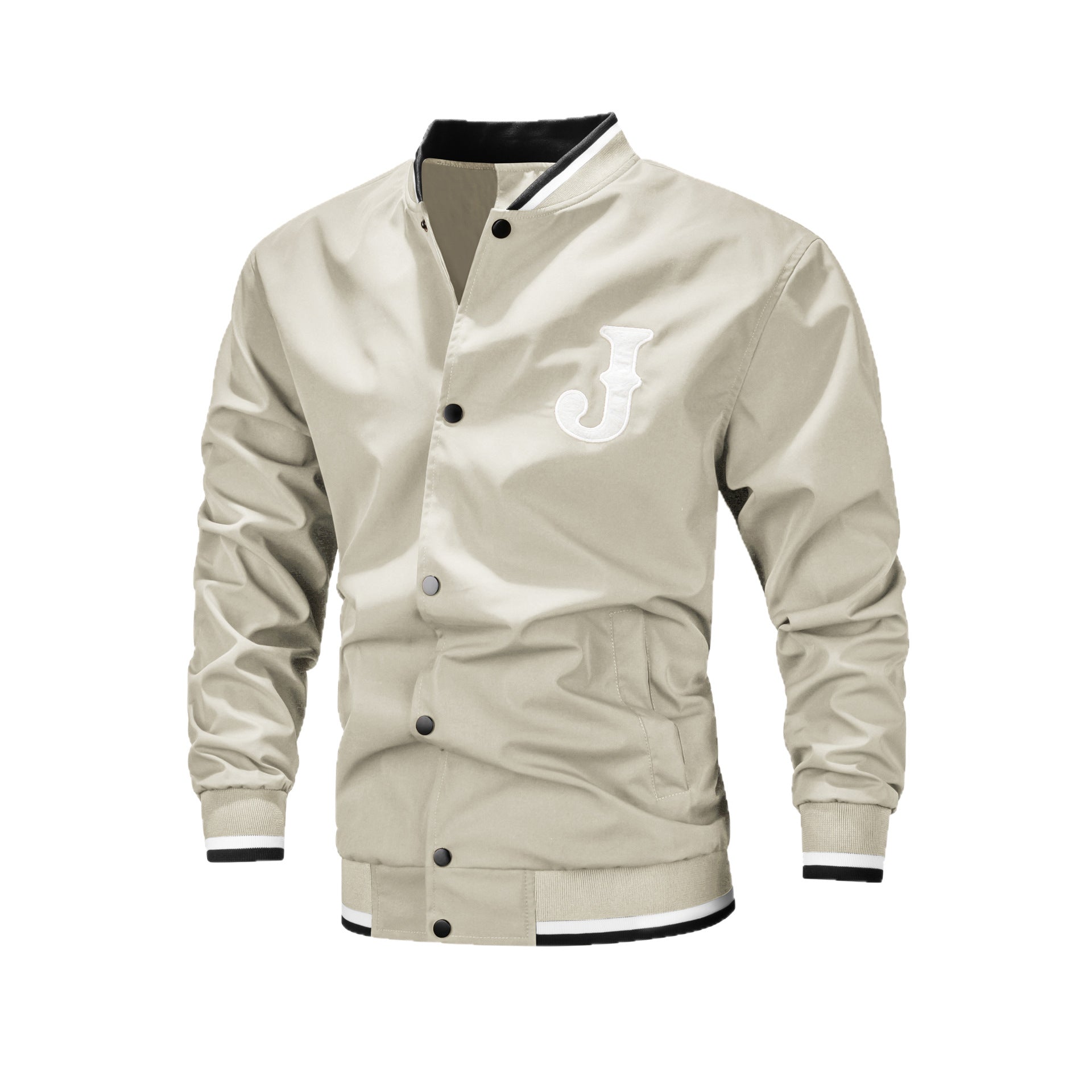 Men's Slim Fit Velvet Sports Jacket with Letter Embroidery