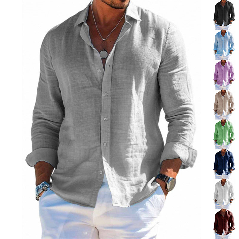 Men's Long Sleeve Linen Oversized Shirt