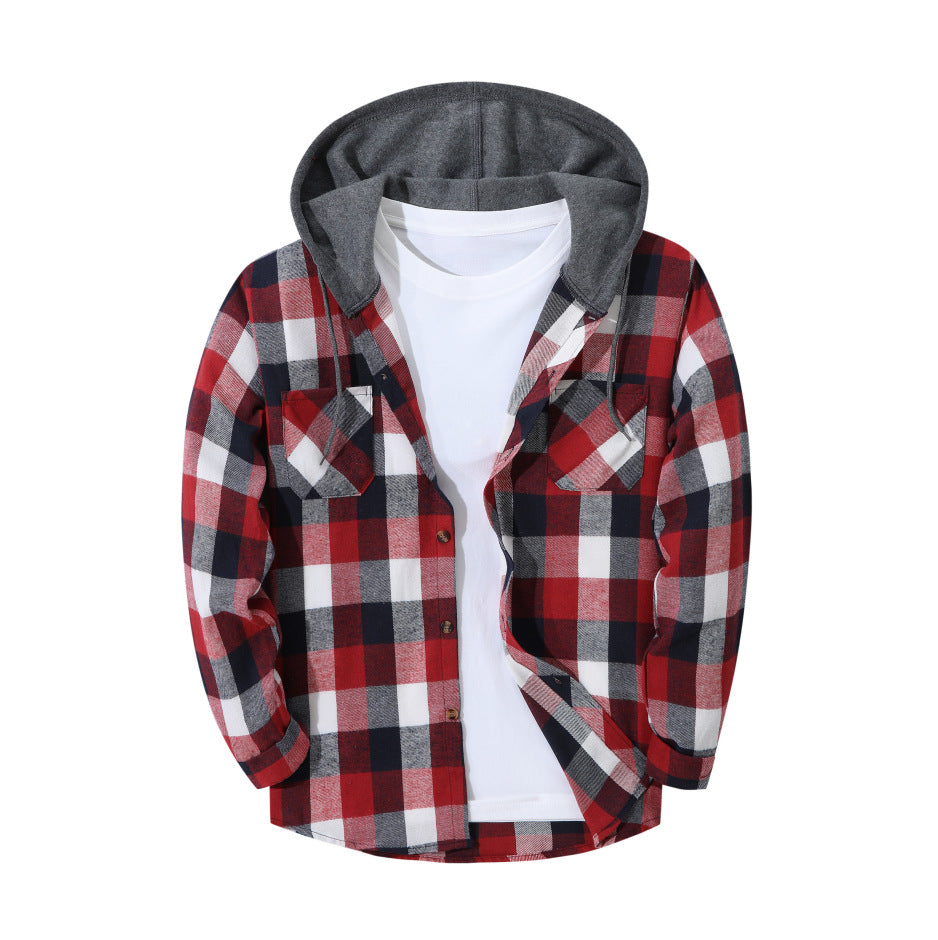 Men's Slim Fit Plaid Checkered Shirt Jacket