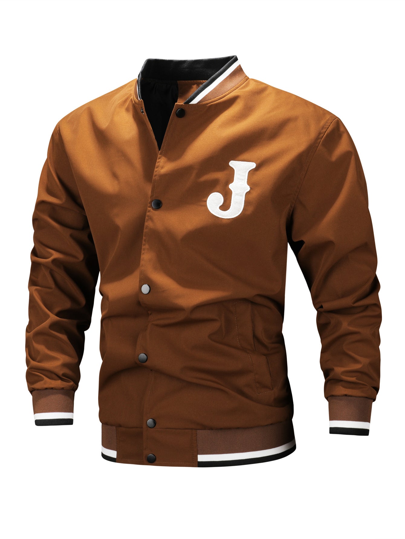 Men's Slim Fit Velvet Sports Jacket with Letter Embroidery