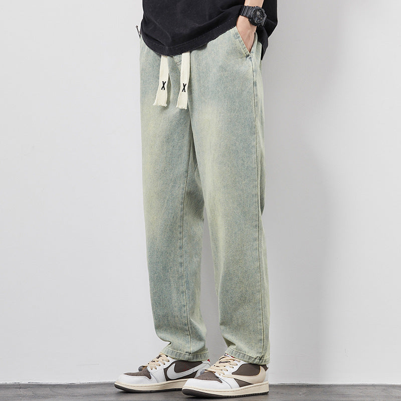 Men's Straight Leg Jeans with Elasticated Drawstring