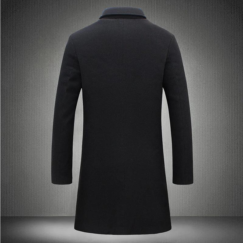 Men's British Style Wool Trench Coat Business Casual