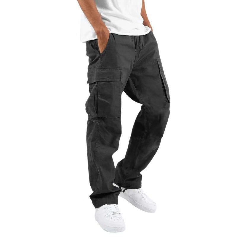 Men's Cargo Pants with Multi-Pockets and Drawstring, Loose Fit
