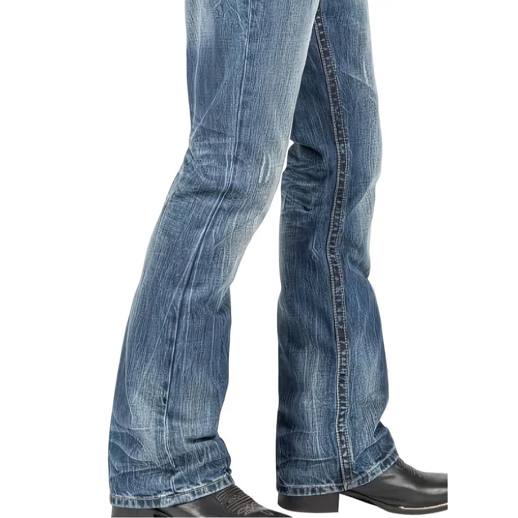 Jeans Uomo Denim Blu Gamba Dritta