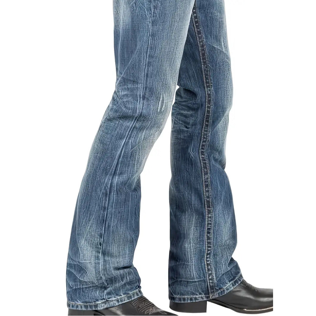 Men's Blue Denim Straight Leg Jeans