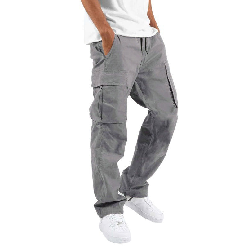 Men's Cargo Pants with Multi-Pockets and Drawstring, Loose Fit