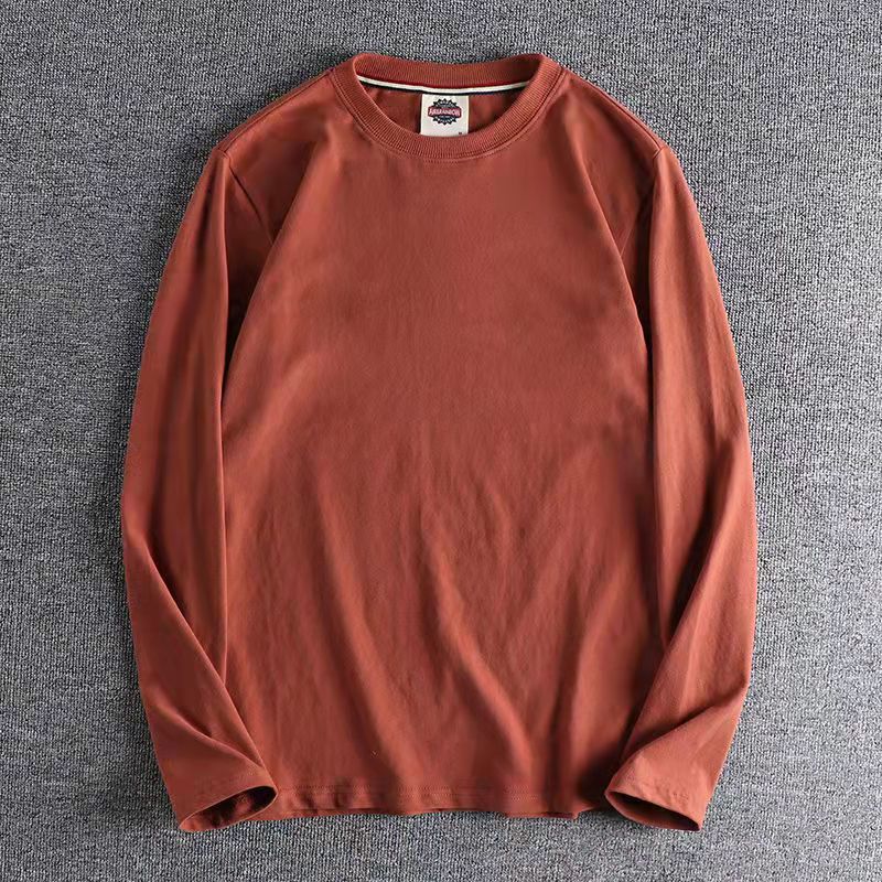 Men's Long-Sleeved Cotton T-Shirt with Letter Embroidery