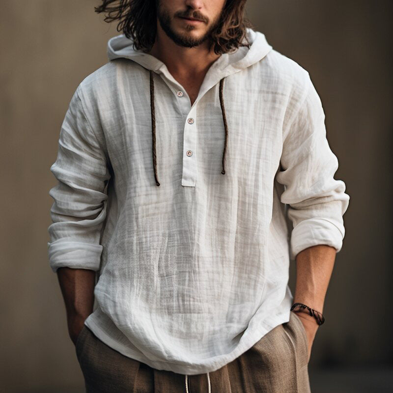 Men's Casual Long Sleeve Hooded Shirt