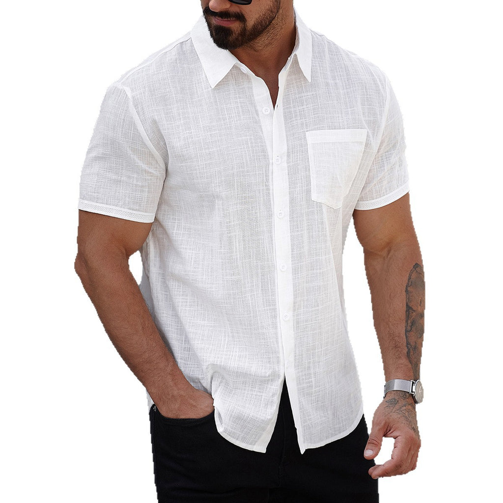 Men's short-sleeved cotton shirt
