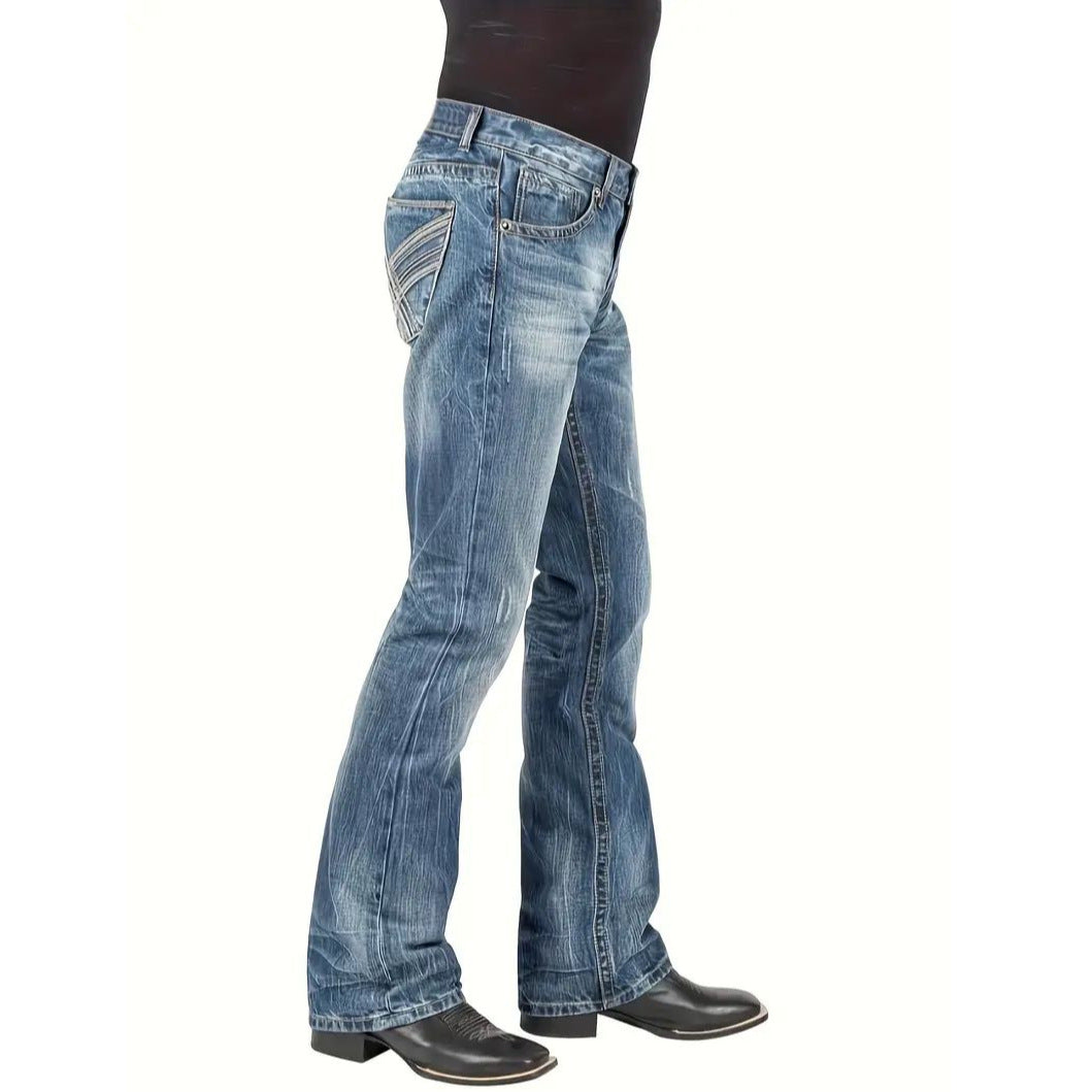 Men's Blue Denim Straight Leg Jeans