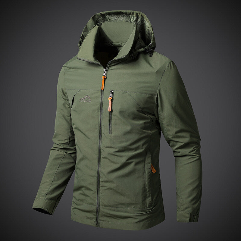 Men's Nylon Jacket with Oversized Hood and Anti-Wrinkle