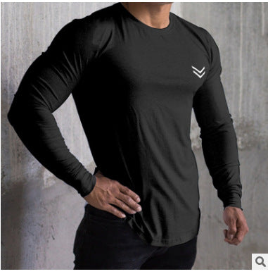 Men's Cotton T-Shirt Long Sleeve Crew Neck Slim Fit