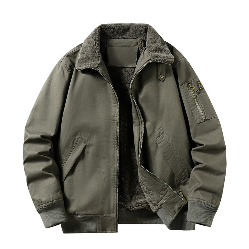 Men's Aviator Jacket Fleece Hood Plus Size