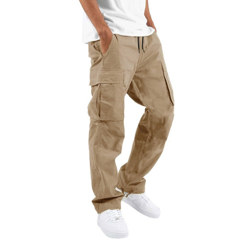 Men's Cargo Pants with Multi-Pockets and Drawstring, Loose Fit