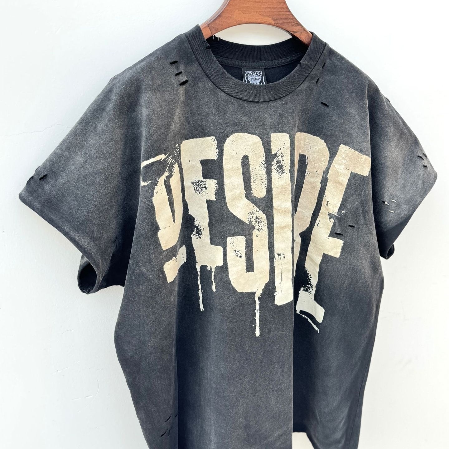 Men's T-Shirt Cotton Punk Art Cartoon Fit Loose Black