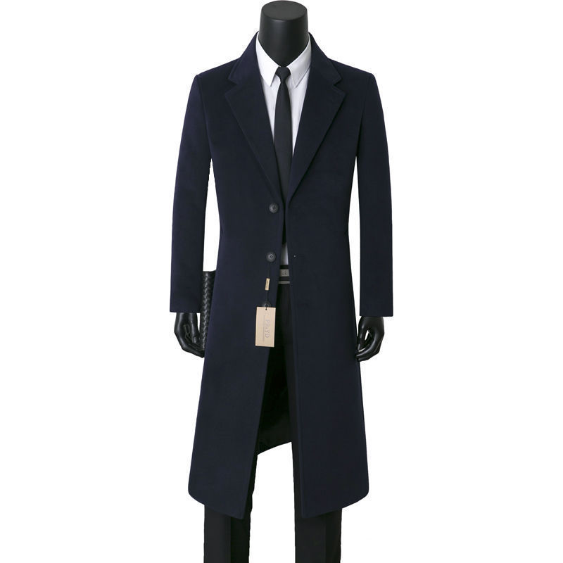 Men's casual and elegant mid-length wool coat