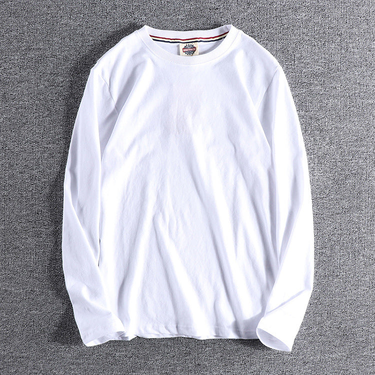 Men's Long-Sleeved Cotton T-Shirt with Letter Embroidery