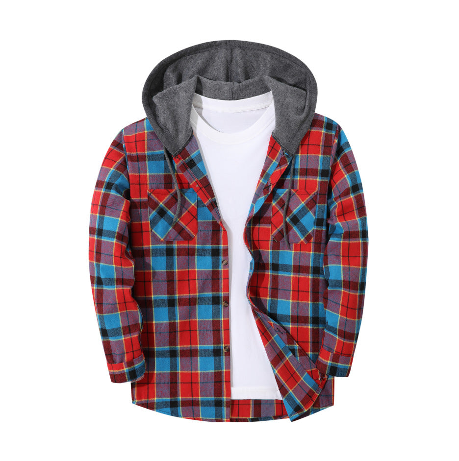 Men's Slim Fit Plaid Checkered Shirt Jacket