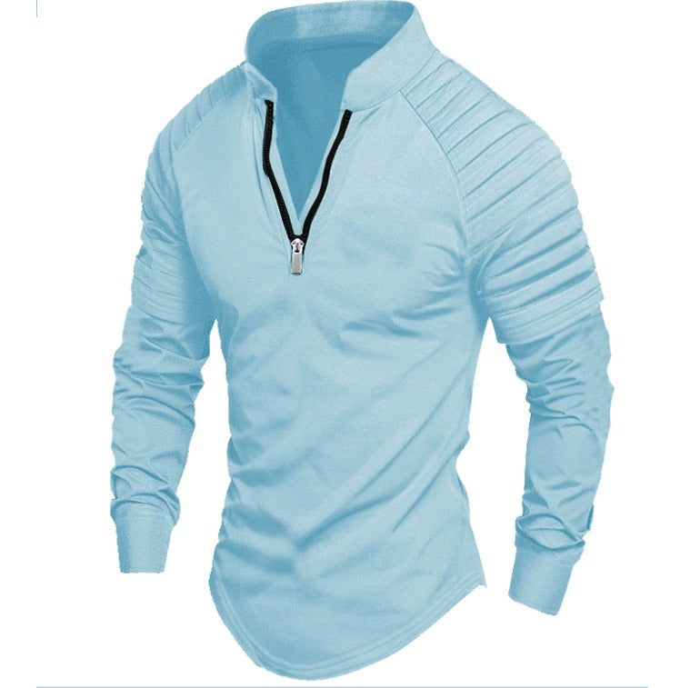 Men's Long Sleeve Slim Fit Sporty Polo Shirt