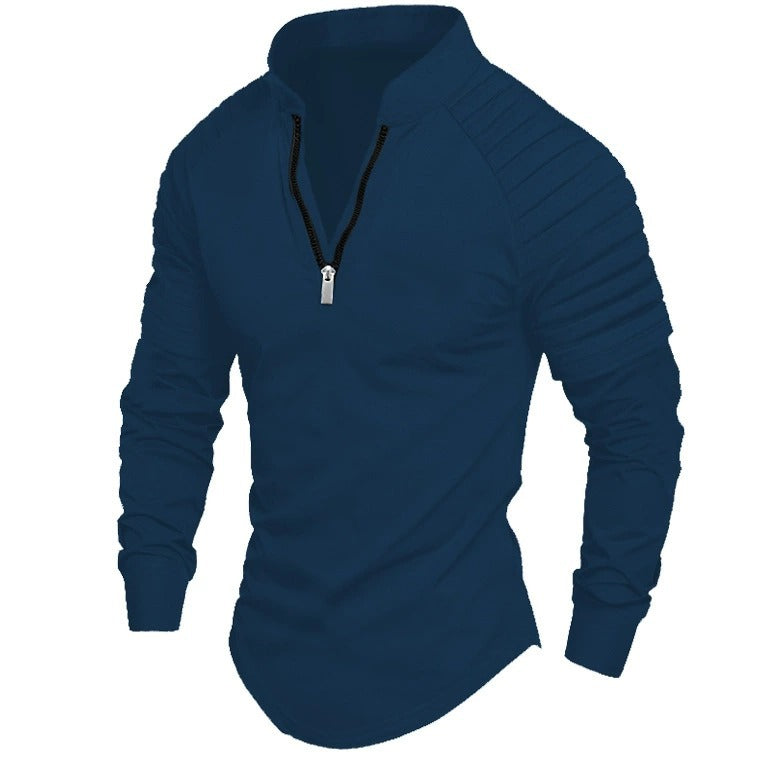 Men's Long Sleeve Slim Fit Sporty Polo Shirt