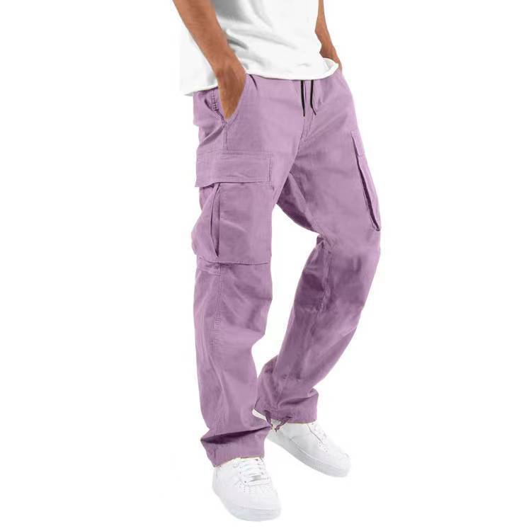 Men's Cargo Pants with Multi-Pockets and Drawstring, Loose Fit