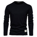 Camiseta básica de algodón con cuello redondo para hombre