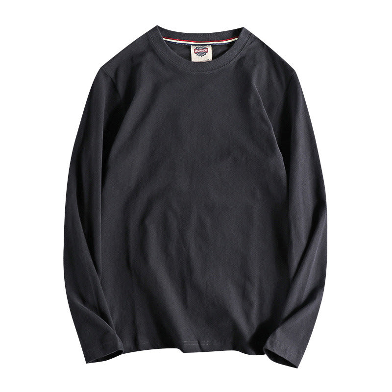 Men's Long-Sleeved Cotton T-Shirt with Letter Embroidery