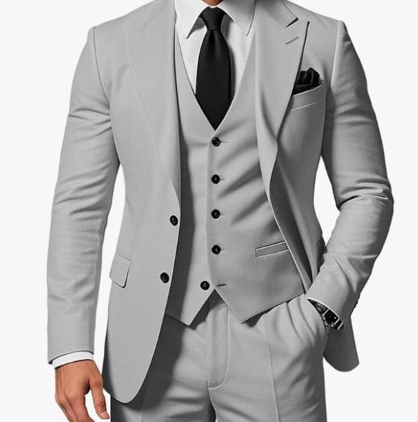 Men's 3-Piece Elegant Gray Suit