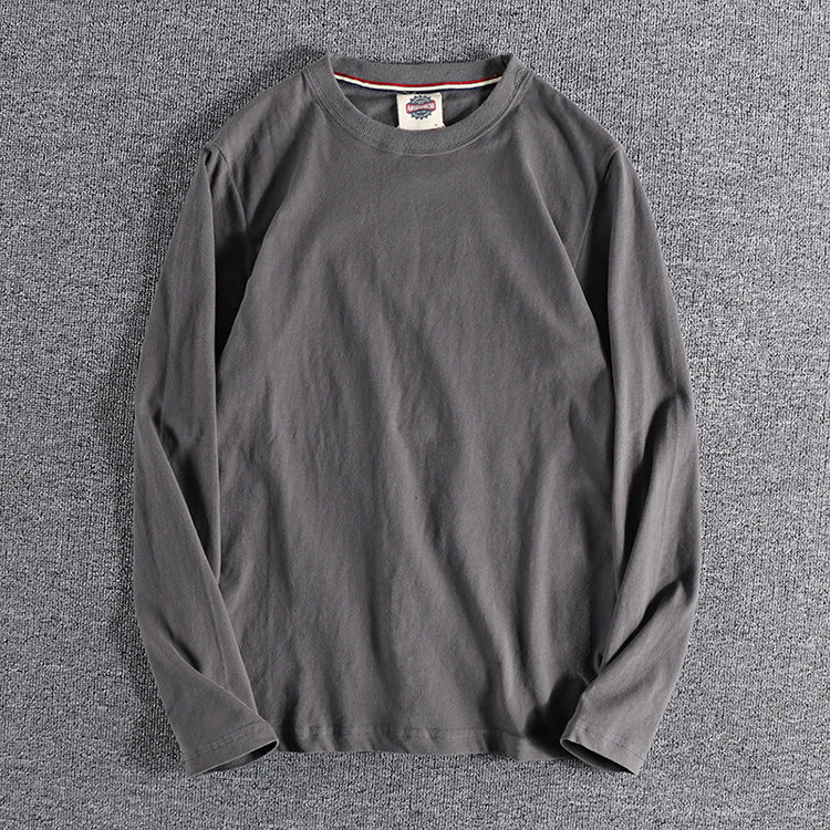 Men's Long-Sleeved Cotton T-Shirt with Letter Embroidery