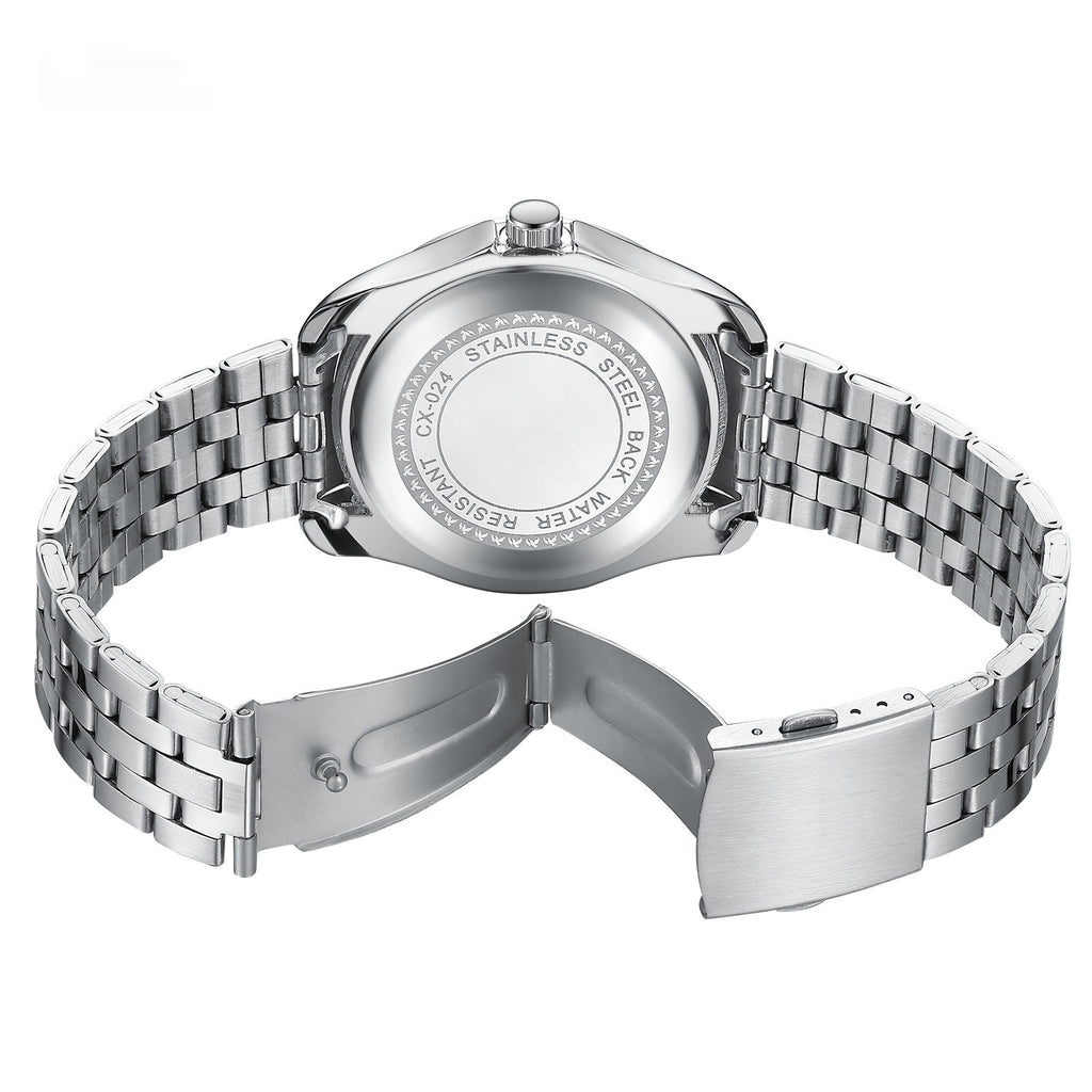 Orologio Uomo Business Elegante Lancette Luminose Argento