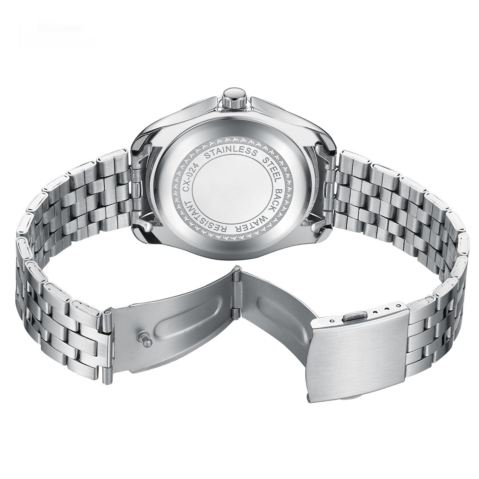 Men's Elegant Business Watch with Luminous Hands in Silver