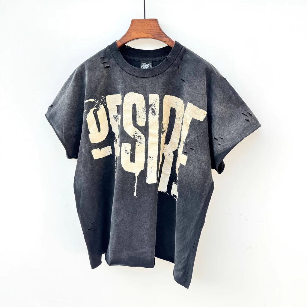 Men's T-Shirt Cotton Punk Art Cartoon Fit Loose Black