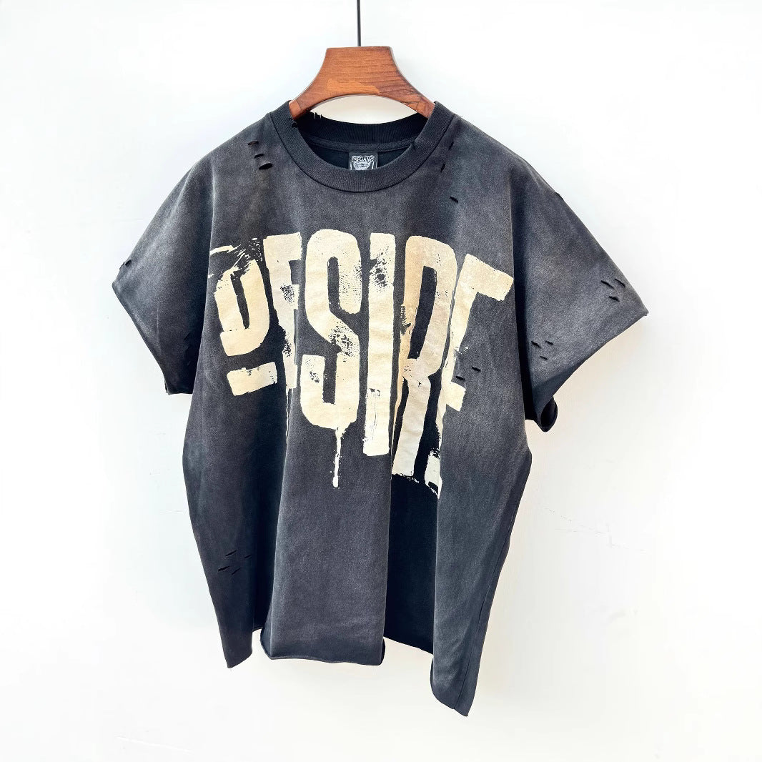 Men's T-Shirt Cotton Punk Art Cartoon Fit Loose Black