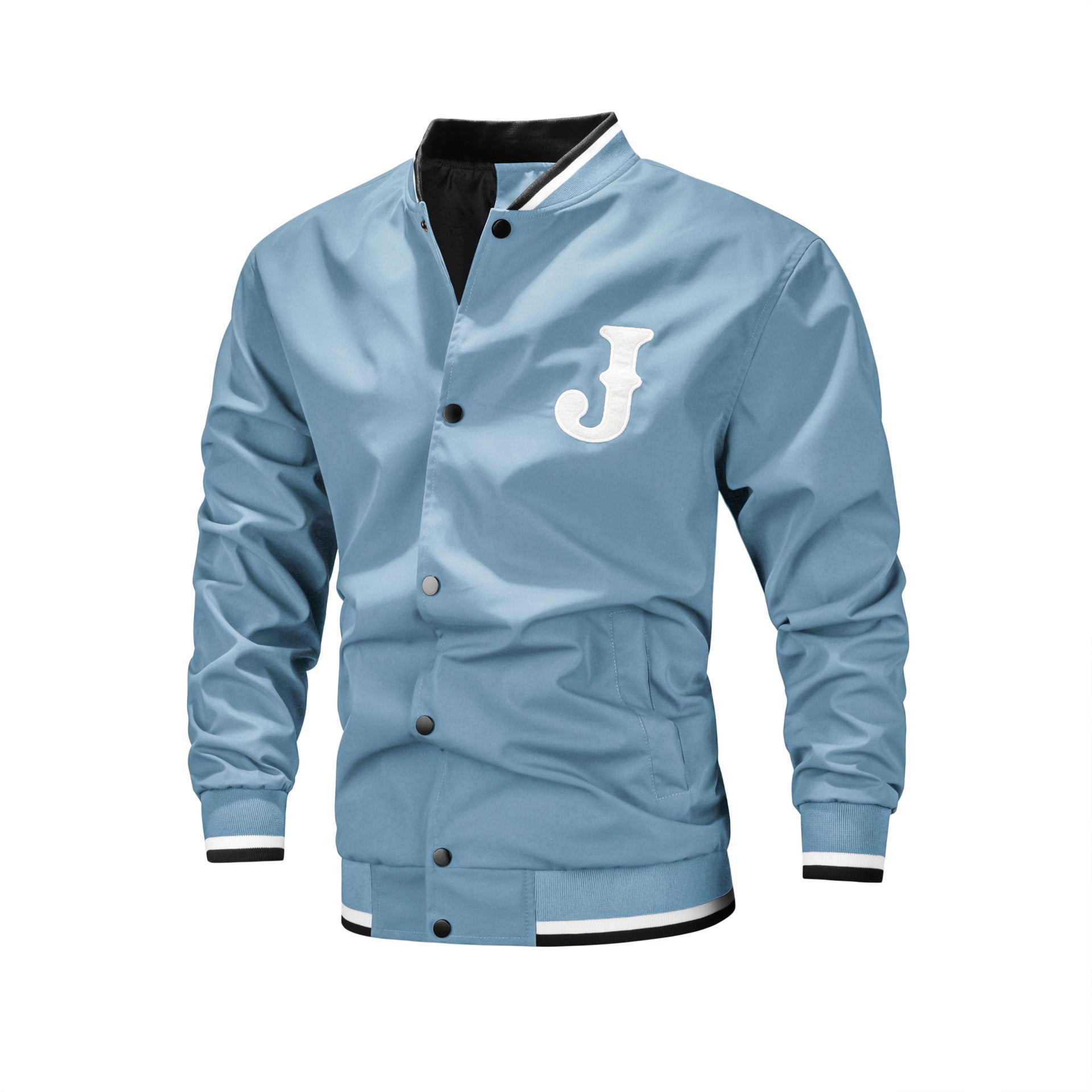 Men's Slim Fit Velvet Sports Jacket with Letter Embroidery