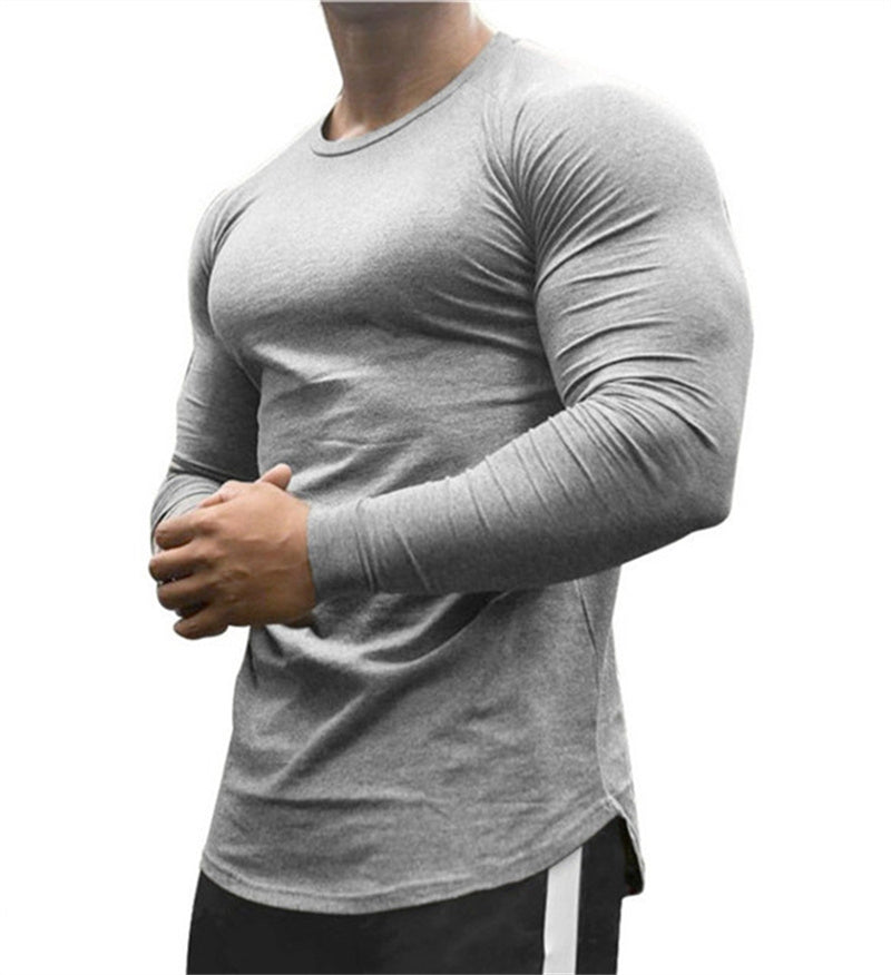 Men's Cotton T-Shirt Long Sleeve Crew Neck Slim Fit