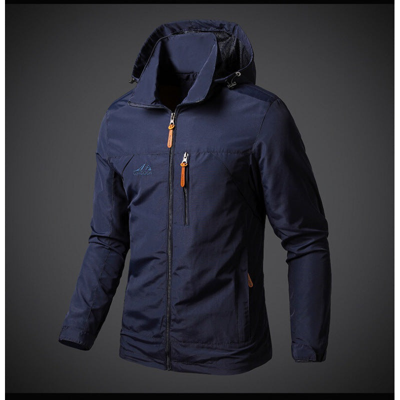 Men's Nylon Jacket with Oversized Hood and Anti-Wrinkle