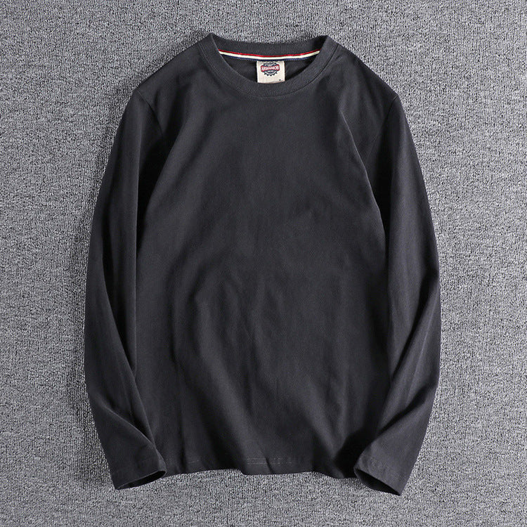 Men's Long-Sleeved Cotton T-Shirt with Letter Embroidery