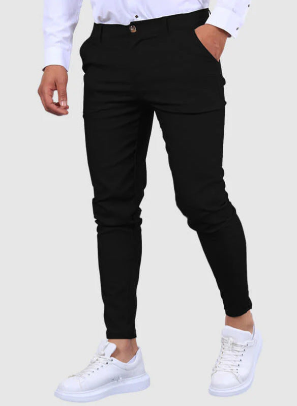 Men's Slim Fit Stretch Cotton Blend Trousers