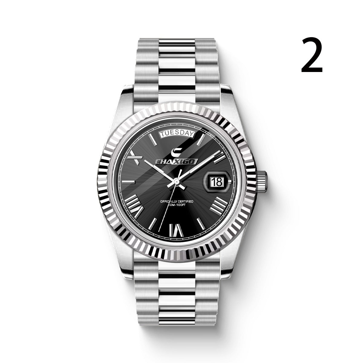 Men's Quartz Watch Stainless Steel Waterproof 30m