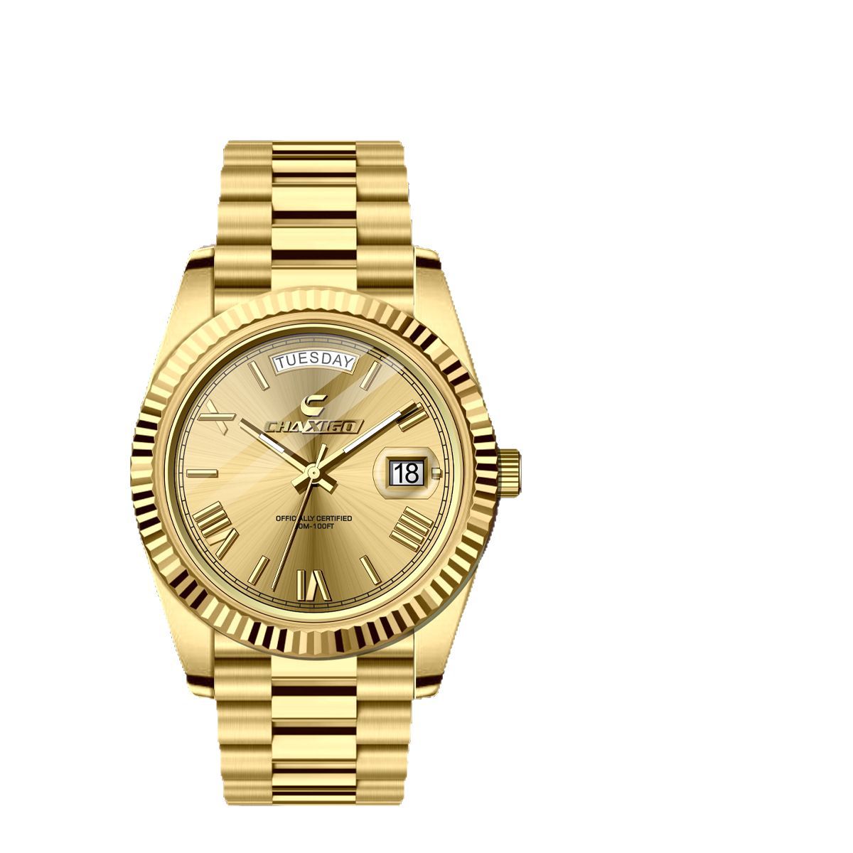 Men's Quartz Watch Stainless Steel Waterproof 30m