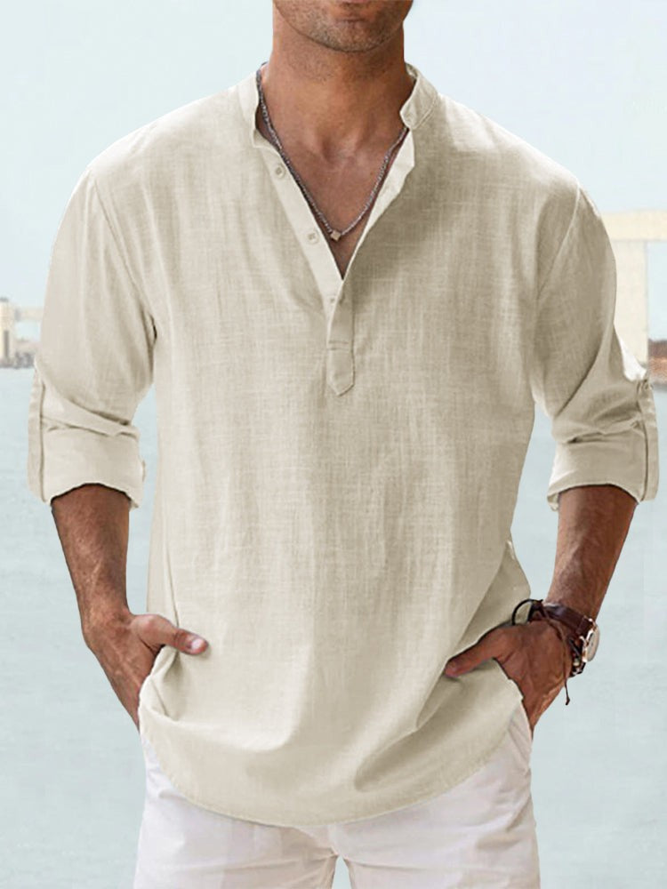 Men's Oversized Cotton High Neck Sports Shirt