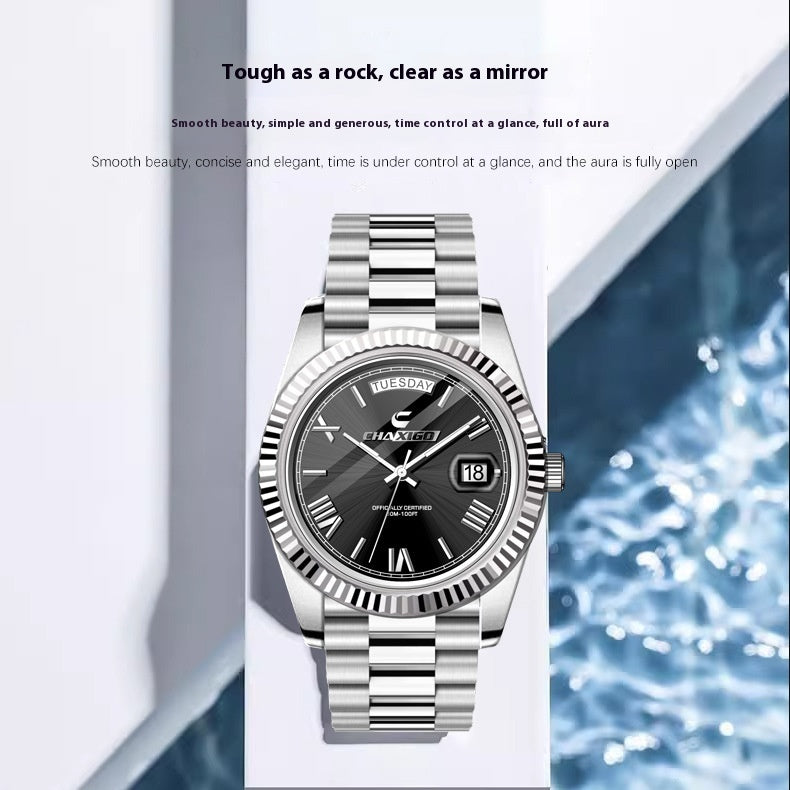 Men's Quartz Watch Stainless Steel Waterproof 30m