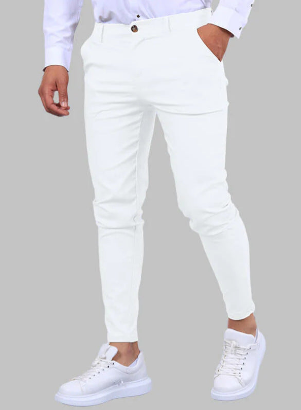 Men's Slim Fit Stretch Cotton Blend Trousers