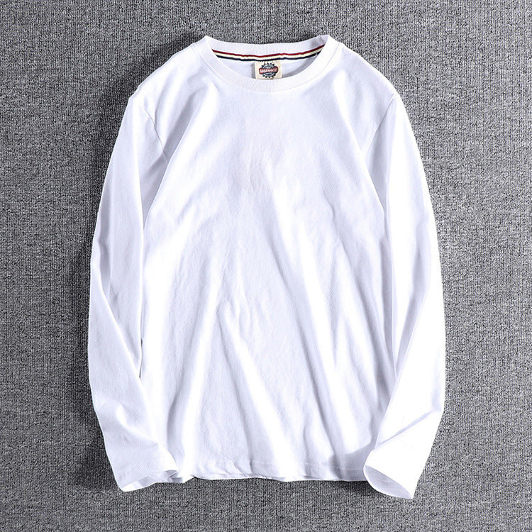 Men's Long-Sleeved Cotton T-Shirt with Letter Embroidery